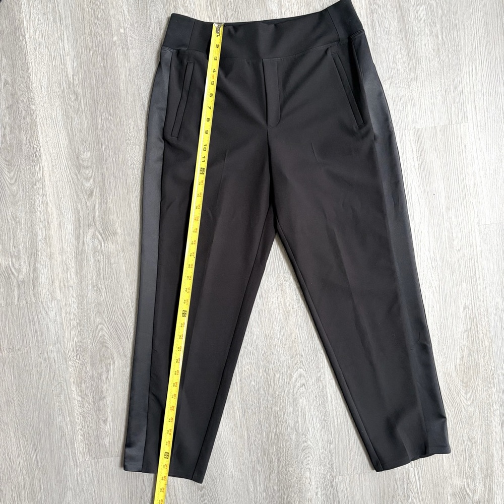 Athleta Endless Satin Side Stripe Pant Black Women's Size 10 High Rise Stretch - Picture 12 of 14